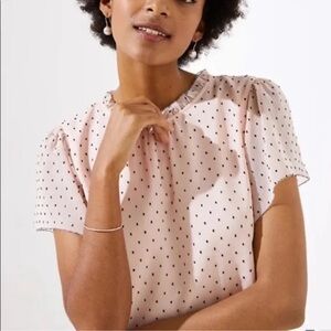 LOFT Pink Swiss Dot Blouse